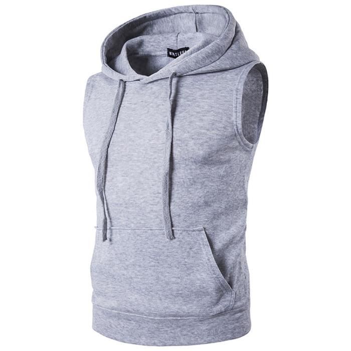 sweat à capuche sans manche homme