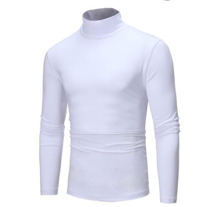 Maillot de corps coton noir homme manches longues col rond - Taille du S au  XL