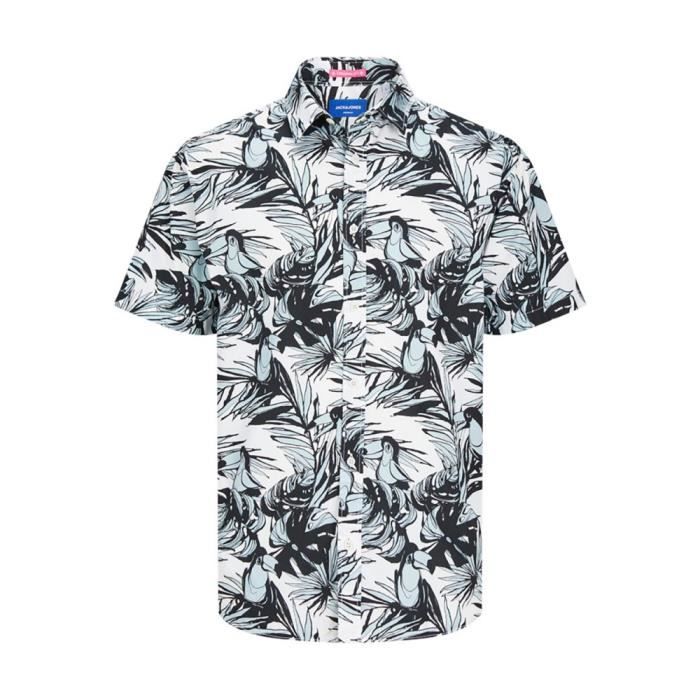 Chemse Manches Courtes Homme 100% Coton Motf Géométrque Chemse