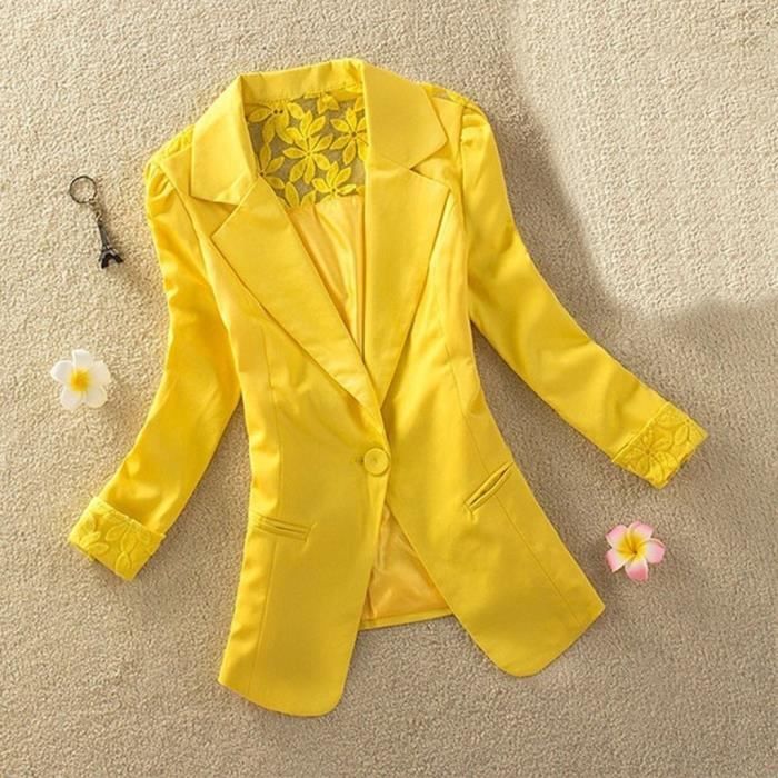 Blazer Femme Tops Manches Longues Veste Femme Bureau Porter Une Blouse Cardigan Jaune Jaune Achat Vente Veste Cdiscount