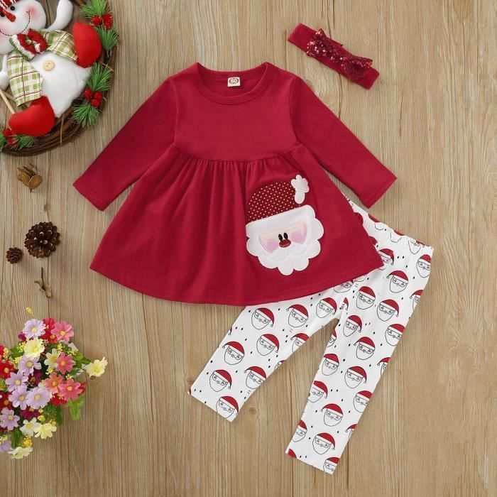 Ensemble De Vetements Costume De Noel Pour Bebe Fille Haut A Manches Longues Imprime Pere Noel De Style Occidental Mignon Rouge Rouge Cdiscount Pret A Porter