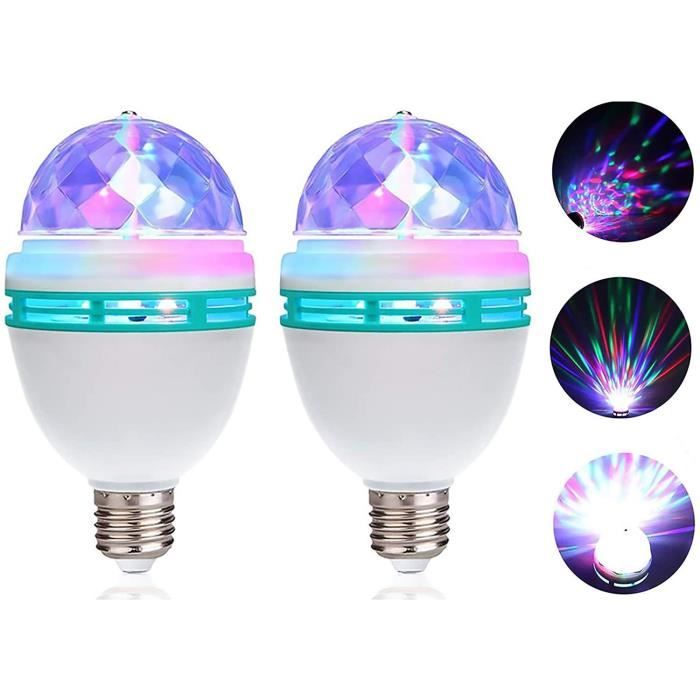 Lot de 2 Lumière rotative Led colorée en cristal, petite boule magique ...