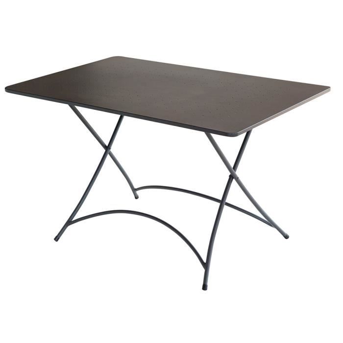Table Rectangulaire De Jardin En Fer Forge Coloris Gris Anthracite