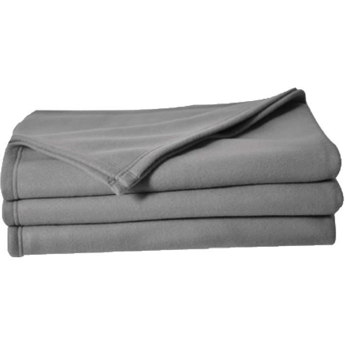 Couverture Polaire Toison dOr - Poleco - 220 x 240cm - Coloris Acier