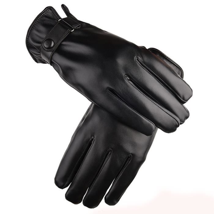 Gants en cuir PU homme noir,PROCHOSEN Hiver Chauds Mitaines Tactile  Cachemire Doublure Gants pour la conduite Cyclisme à l'extérieur -  Cdiscount Auto