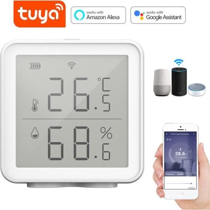 Capteur WiFi Température Humidité Comboss - Connecté App Tuya - Alerte Smartphone - Pour Maison, Serre, Animalerie