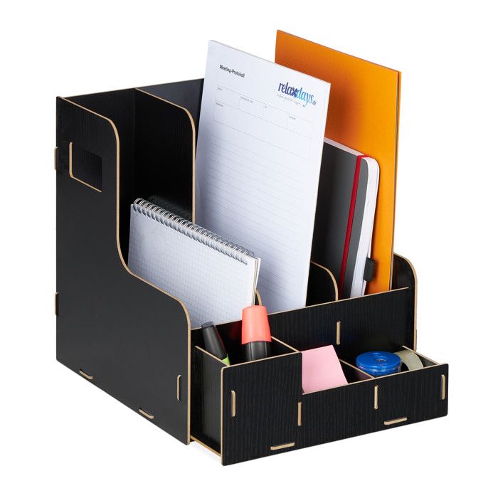Porte-Revues Bambou Relaxdays - Format A4, 30.5x26.5x12cm, Nature, Pour Bureau Et Maison