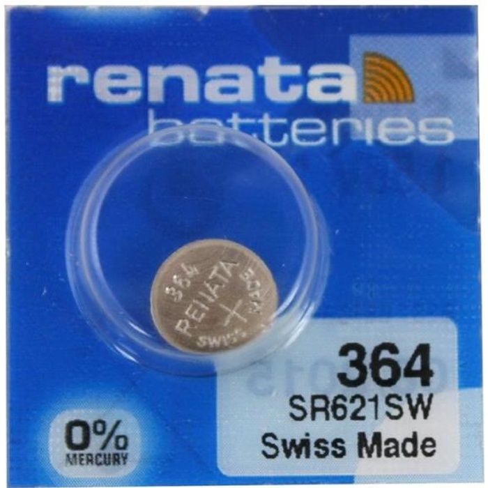 Piles de montres Renata 364 sans mercure - boîte de 10