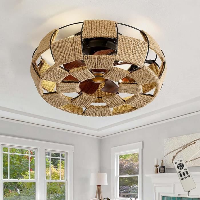 Ventilateur De Plafond Moderne Avec Lumière LED - Moteur DC Réversible, 6 Vitesses, Télécommande, Variateur De Lumière Et Timer - Pour Salon, Chambre