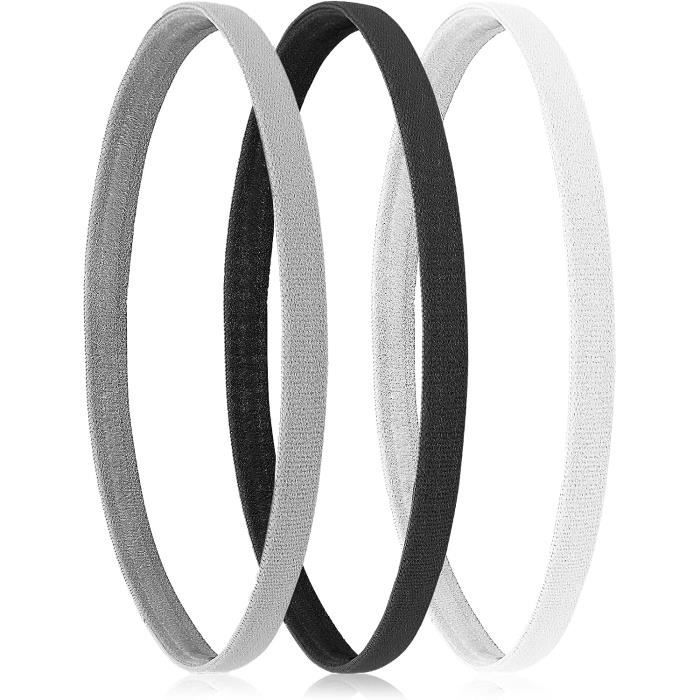 Lot De 3 Bandeaux Cheveux Anti-Dérapants WLLHYF - Noir, Blanc, Gris - Taille Unique