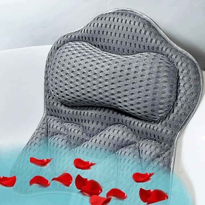 Coussin De Bain Ergonomique SilverRack - Noir 3D Avec Ventouses Pour Baignoire Et Spa