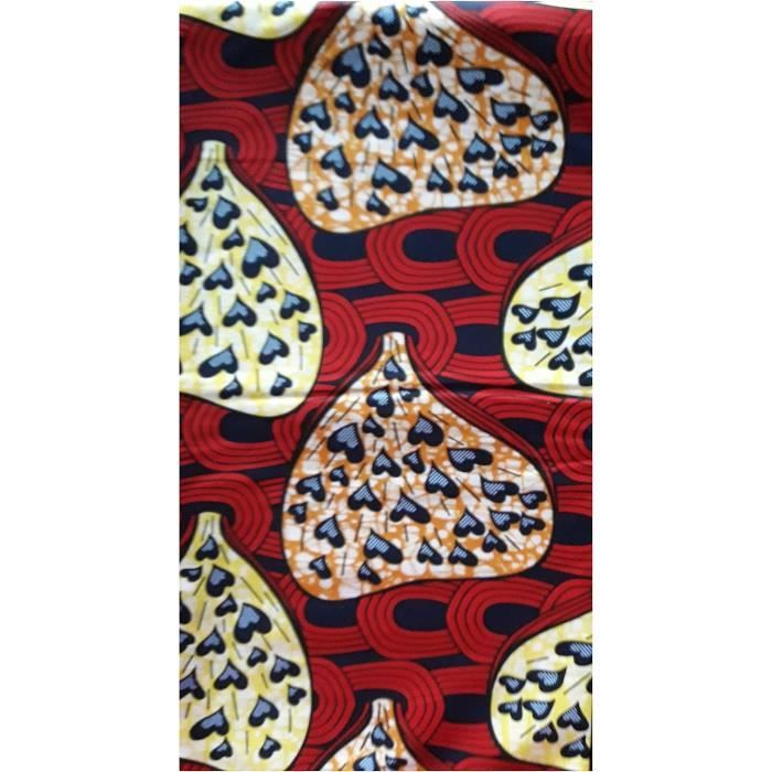 Tissu Wax Africain 100% Coton - Coupon De 2 Yards (180 X 120 Cm) - Imprimé Original, Couleurs Résistantes