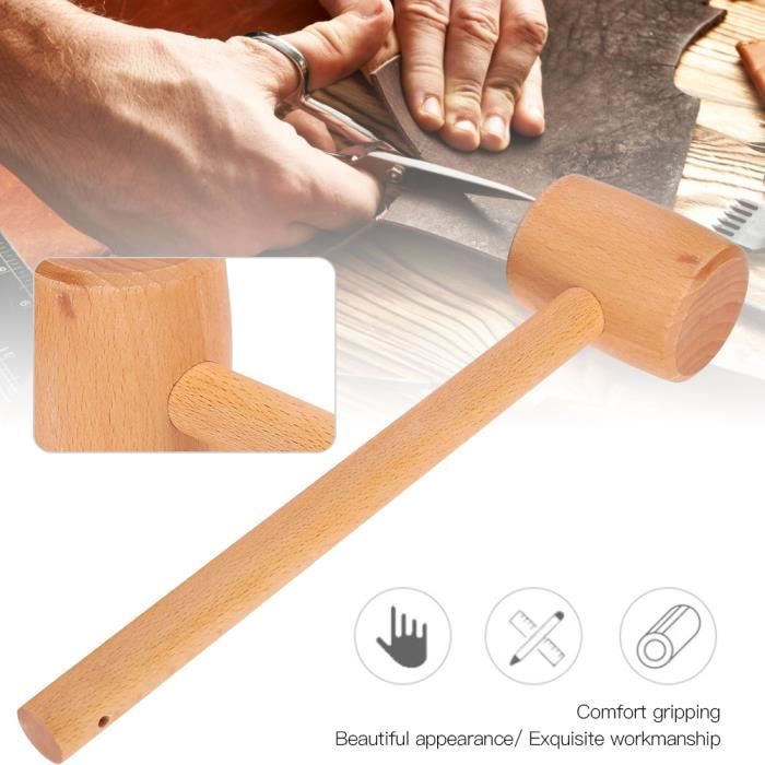 Marteau En Bois Massif Munefe - Maillet De Charpentier En Hêtre, 295 Mm, Pour Travail Du Cuir Et Artisanat - 9