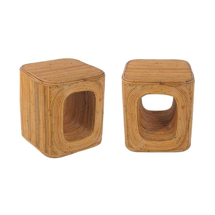 sweeek - Table dappoint table de chevet rotin naturel avec niche (lot de 2) BAYA