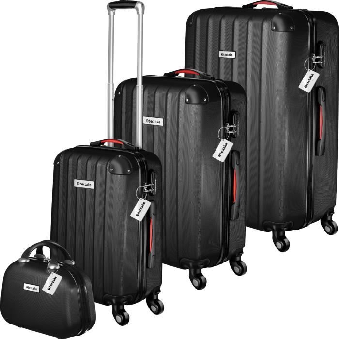 TECTAKE Set de valises rigides Cleo 4 pièces avec pèse-valise - noir