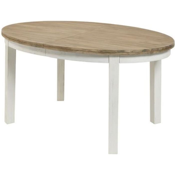 Table de repas ovale à allonge Blanc/Bois DUNEDIN L 170/210 x l 90