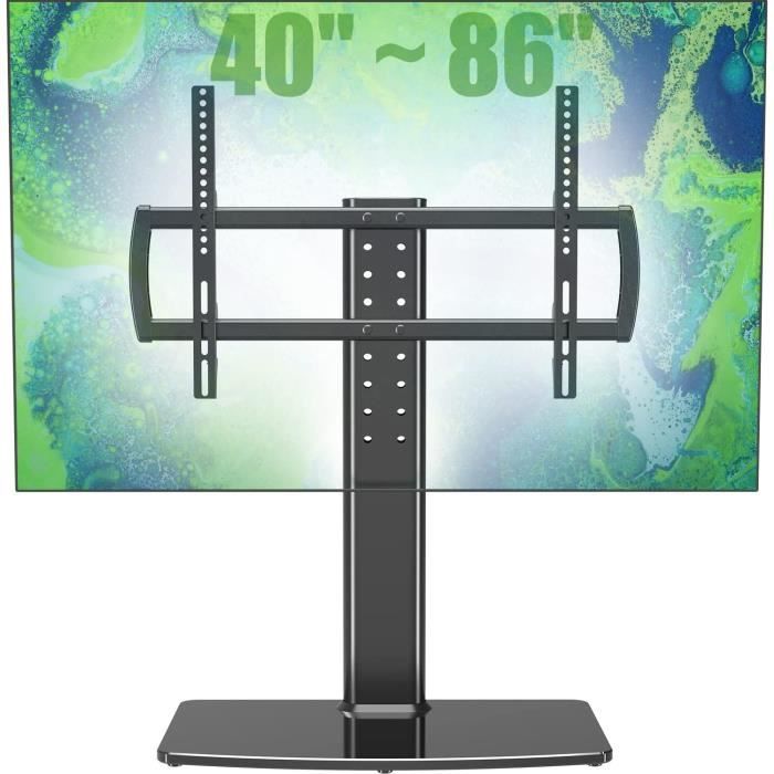 Meuble TV Réglable En Hauteur - Support Pour Téléviseur 40 à 86 Pouces LED LCD Plasma | Base Robuste Verre Trempé
