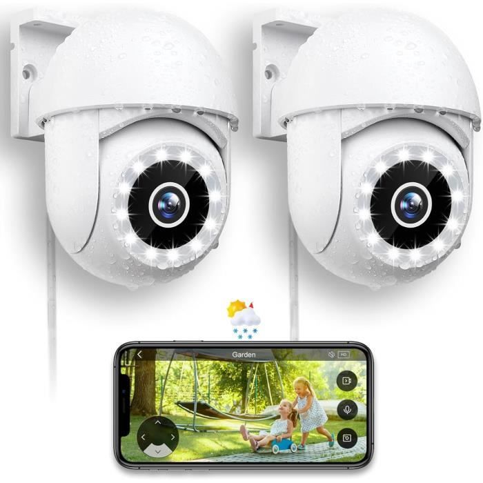 Caméra Extérieure WiFi 360° - Vision Nuit Couleur, Audio 2 Sens, Détection Humaine, Compatible Alexa