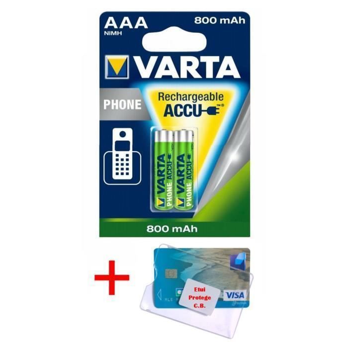 2 piles rechargeables AAA pour telephone sans fil LR03 HR03 R03 800mah  Varta