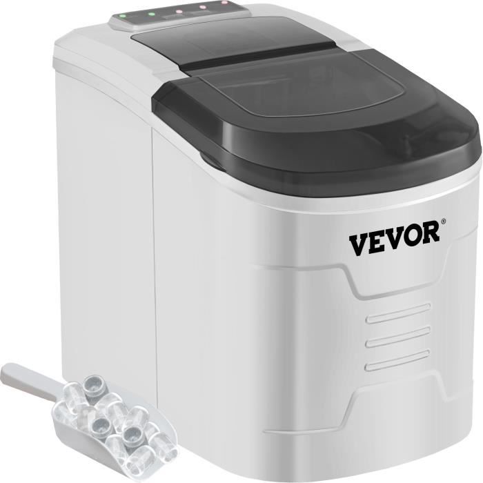 Machine à glaçons - VEVOR - 12 kg/j - Blanc - Appareil de préparation de glace LED