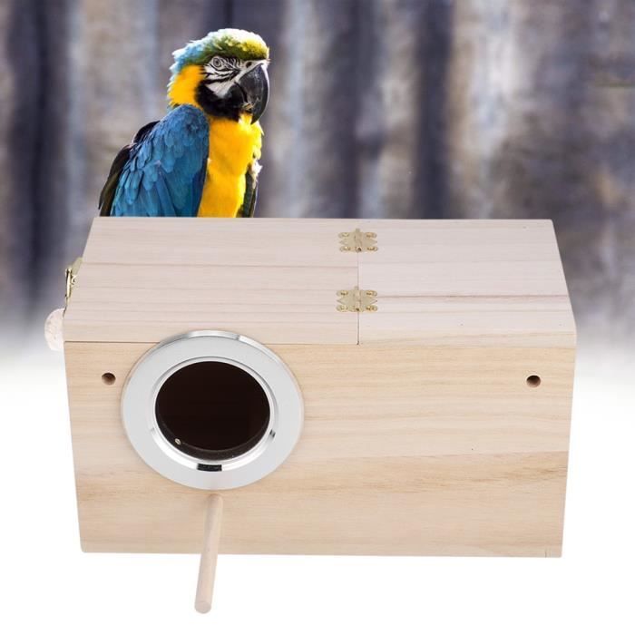 boîte d'élevage de perroquet Accessoires de cage de cage de nid d'oiseau en bois de qualité pour perroquet (ouverture à tout neuf