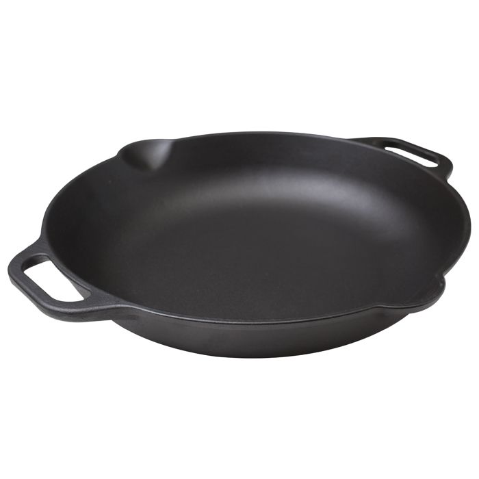 Poêle à Paella en Fonte Naturelle Induction 33cm pour le Feu Barbecue Four Victoria 37574 Noir