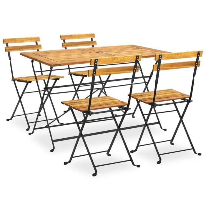 vidaXL Dining Set extérieur pliable 5 pcs Bois d'acacia - vue 2
