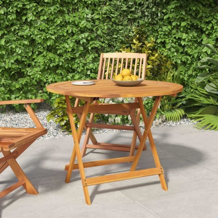 vidaXL Table pliable de jardin Bois d'acacia - vue 2