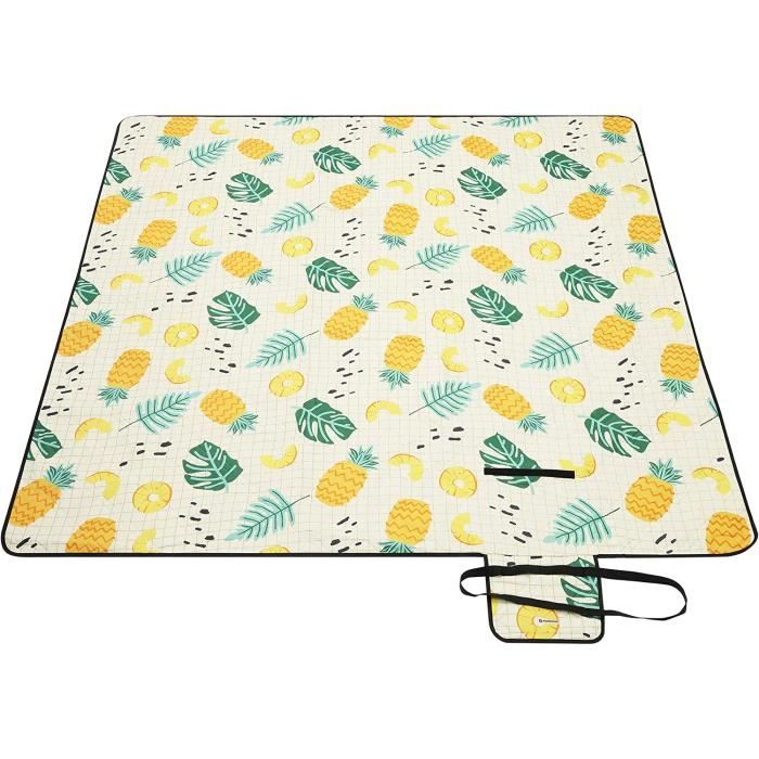Tapis De Pique-nique Imperméable Pliable 150x200 Cm - Couverture Plage, Trek, Voyage | Bleu Et Blanc, Légère Et Portable