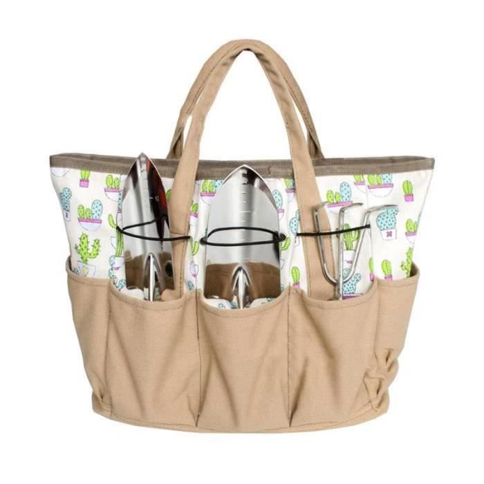 Sac Fourre-tout Organisateur Pour Travaux Manuels - Avec 10 Poches - Polyester - Taille 34x14.5x22 Cm - Rose Gris