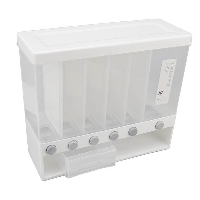 Distributeur Mural De Céréales Et Riz - 12L, 5 Compartiments, Blanc, étanche, Pour Rangement Cuisine