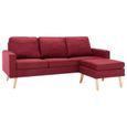 BEST SALE ®2213 Canapé droit fixe 3 places - Sofa Divan Canapé Confortable avec repose-pied Rouge bordeaux Tissu-1