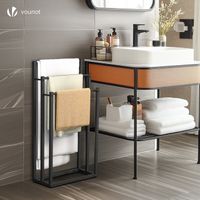 VOUNOT Porte-Serviettes Autoportant 3 Niveaux Métal Blanc - Stable Et Gain De Place Pour Salle De Bain