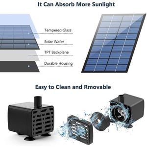 Fontaine Solaire 25W 1100 L/H Pour Bassin - Moteur Sans Balais 12V, Tuyau 2m, Élévation 5m - Panneau Silicium Polycristallin