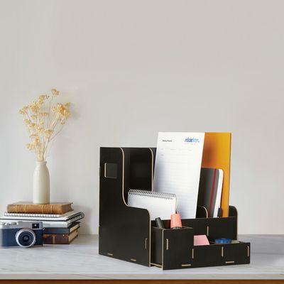Porte-Documents A4 Relaxdays - 2 Compartiments - Range Cahiers Et Dossiers - Blanc