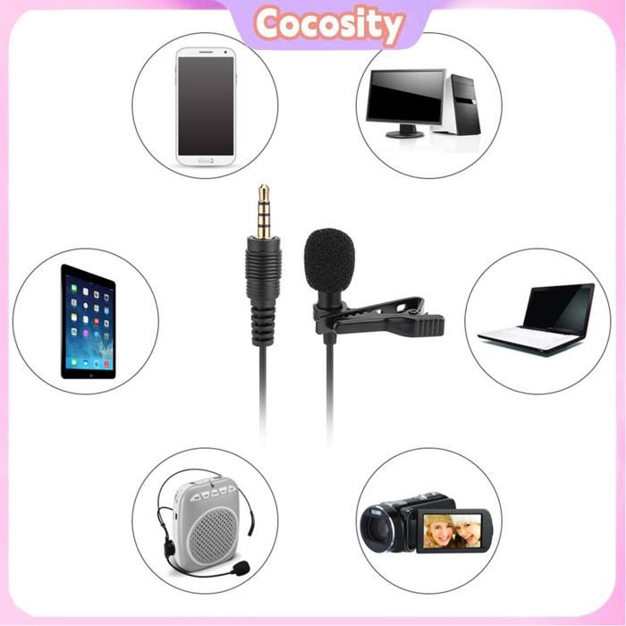 Petit Micro Cocosity Microphone Mini Micro-cravate à Pince Jack 3,5 Mm à ...