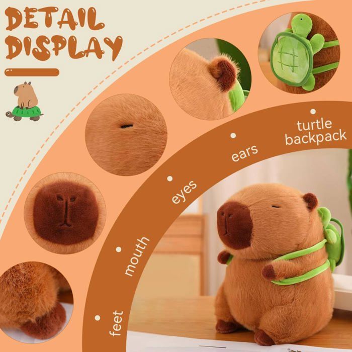 PLLYPE Peluche Capybara Coussin, 48CM Jouet en Peluche Capybara, Animaux en Peluches Capybara, pour Enfants, Adolescents Et Adultes