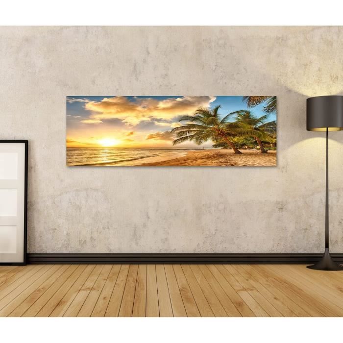 Art Mural Coucher De Soleil, Plage Tropicale, Palmiers, Toile D'art