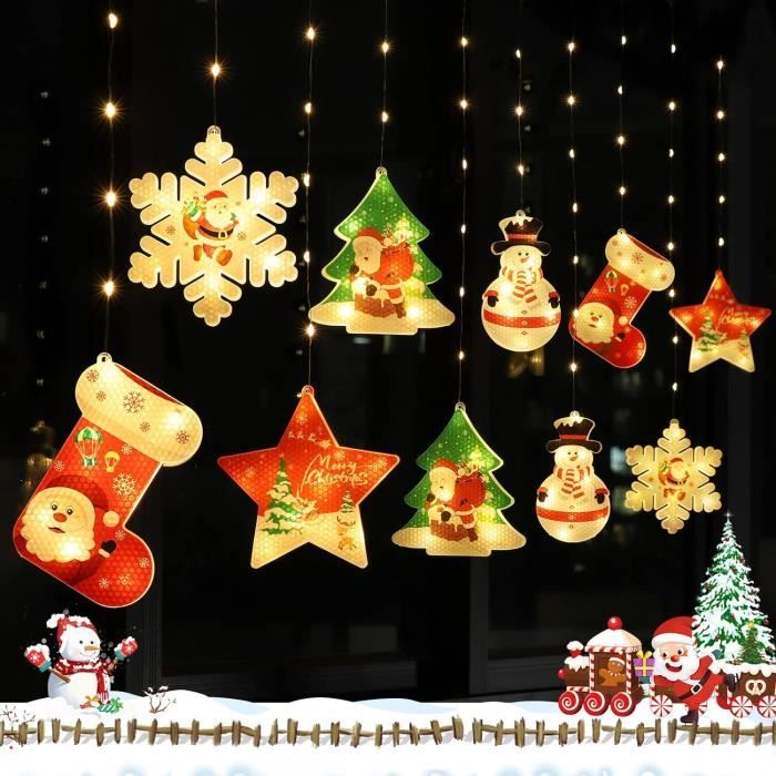 Rideau Lumineux Noël Fenêtre 3M [Dernière Version] Décoration Lumineuse Fenêtre  Noël Intérieur 3D Lumières De Noël Guirlande [Z549] - Cdiscount Maison