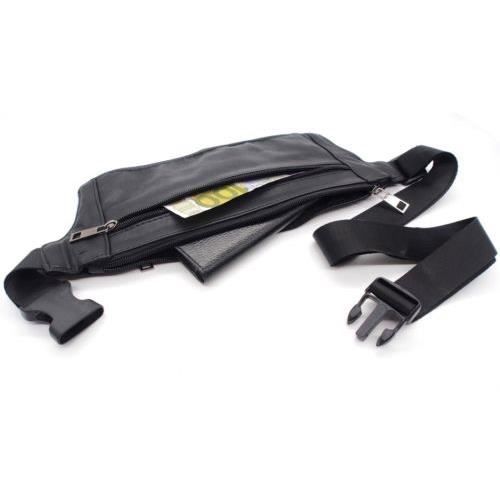 Sacoche banane extra plate ceinture cache billets cuir veritable homme femme NOIR Cdiscount Bagagerie Maroquinerie