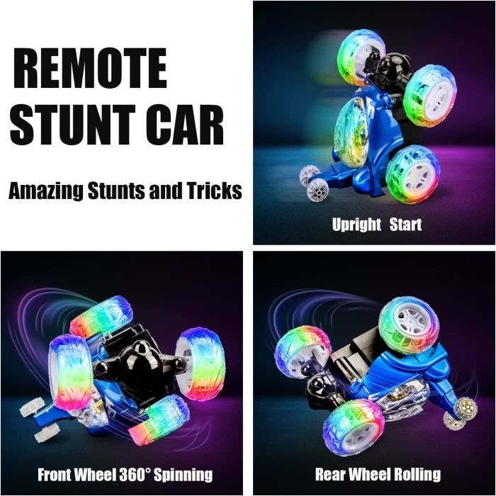 BunnyJOY Voiture Télécommandée Drift 2.4GHz 4WD avec Pulvérisation et Lumière, Voiture RC Radiocommandée de Course Jouet Cadeau de Jouet pour Les Enfants de Plus de 6 Ans, Bleu