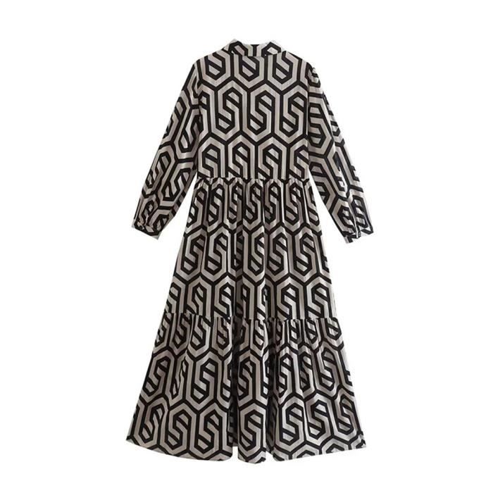 robe-pour-femme-mi-longue-vintage-plis-avec-imprim-g-om-trique-chic