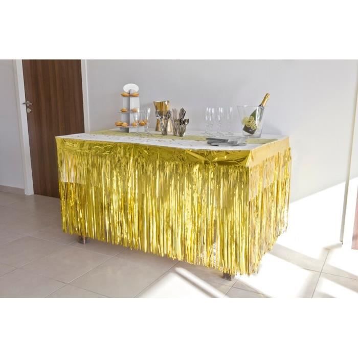 Decoration de table avec jupon dore metallise avec des franges 74cm x 4.20m x1 REF GUI084 Cdiscount Maison
