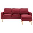 BEST SALE ®2213 Canapé droit fixe 3 places - Sofa Divan Canapé Confortable avec repose-pied Rouge bordeaux Tissu-2