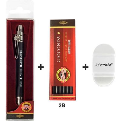 KOH-I-NOOR Lot De 2 Porte-Mines En Métal Court 2 Mm - Avec Taille-Mine Intégré