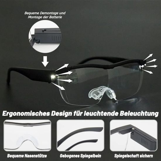 Lunettes Grossissantes avec LED Lunettes Loupe avec Lumi re