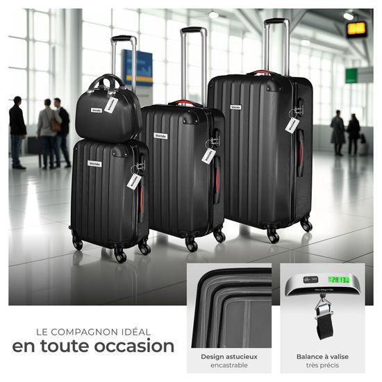 Set Valigie Rigide TecTake Cleo - 4 Pezzi (M, L, XL + Beauty Case), Nero - Foto 1