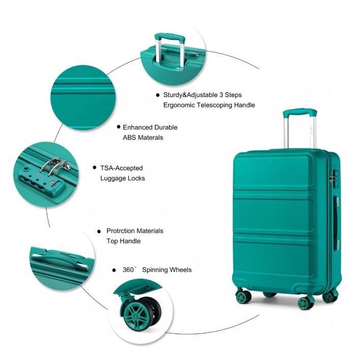 Zelsius Lot de 3 valises rigides en ABS avec serrure à combinaison, doubles roulettes et cloison intérieure - Valise rigide - 3 pièces, Vert Pétrole, m, Ensemble de valises Zelsius Lot de 3 valises rigides en ABS avec serrure à combinaison, doubles roulettes et cloison intérieure - Valise rigide - 3 pièces, Vert Pétrole, m, Ensemble de valises