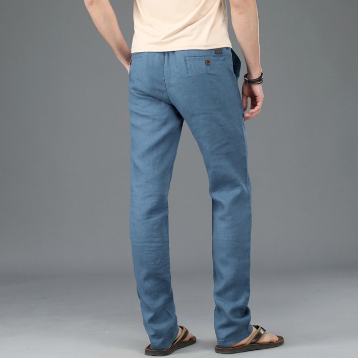 Pantalon Homme Lin Été Baggy De Plage avec Poches