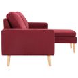 BEST SALE ®2213 Canapé droit fixe 3 places - Sofa Divan Canapé Confortable avec repose-pied Rouge bordeaux Tissu-3